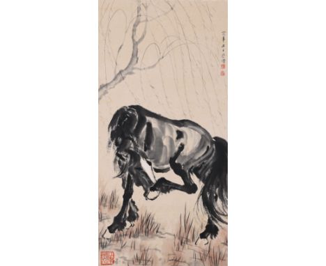 A Chinese Scroll Painting By Xu Beihong 20th c. Dimensions: 38 1/2 x 18 7/8 inches (98cm x 48cm)