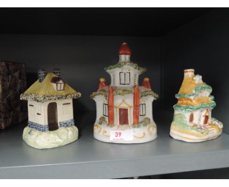 A selection of vintage ceramic houses some Staffordshire flatback style