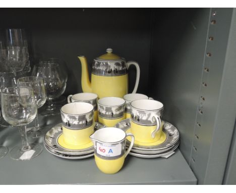 A part coffee service by Foley China with vintage transfer print Rd no. 699742
