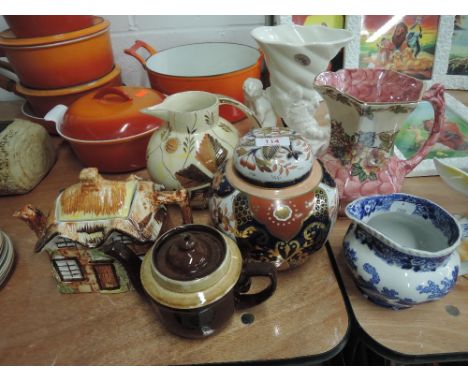 A selection of vintage ceramic jugs including Adams Cattle Scenery