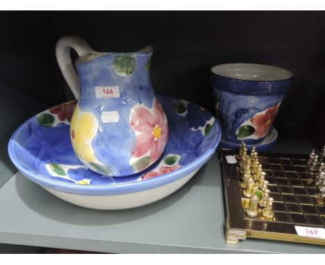 A selection of vintage ceramics in a Mediterranean style wash jug and bowl set etc