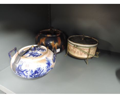 A selection of vintage ceramics unmarked with purple print and hand detailing