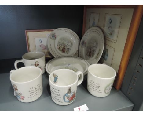 A selection of vintage ceramics by Wedgwood Peter Rabbit and Beatrix Potter prints