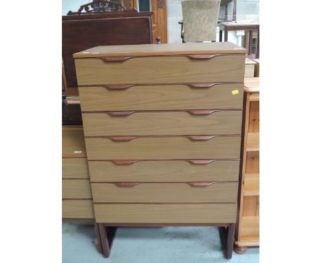A sets of vintage 1970's chest of seven drawers labelled Europa