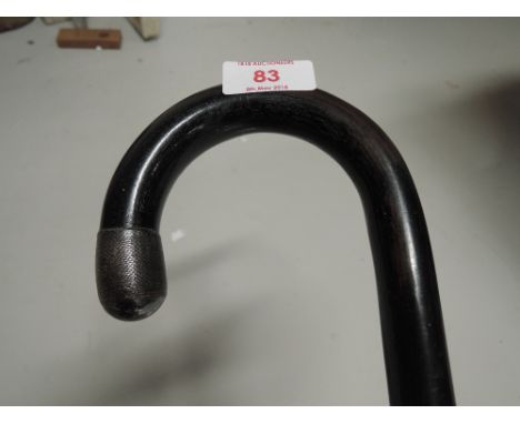 A vintage ebony walking stick with HM silver ferrule 