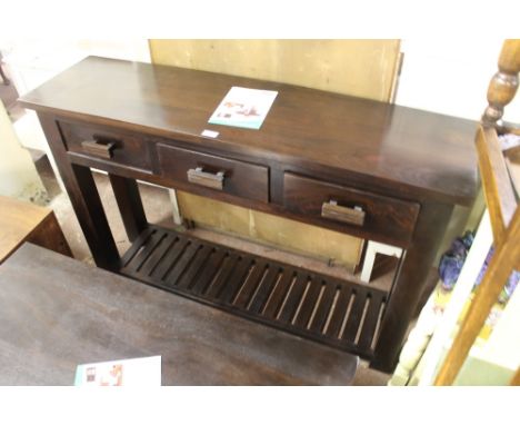 **A MODERN MANGOWOOD CONSOLE TABLE WITH DRAWERS*