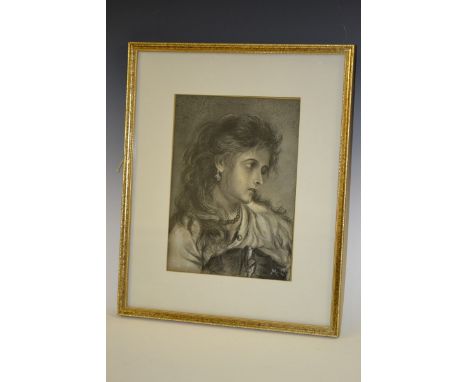 English School (Late 19th Century)
Portrait Study of a Romany Lady
monogrammed M.C., charcoal and gouache on paper, 31cm x 22