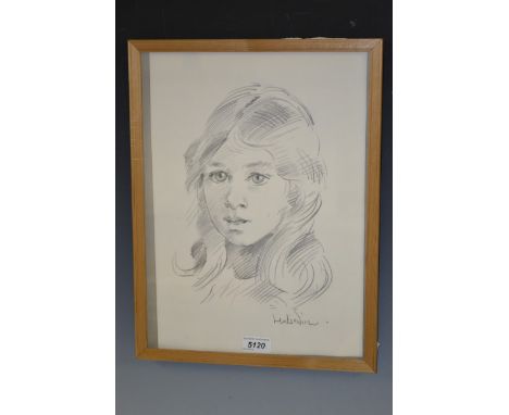 Robert Oscar Lenkiewicz (1941 - 2002)
Portrait of Elizabeth Anne Rivers
signed, pencil sketch, 39cm x 27.5cm

Provenance: Ske