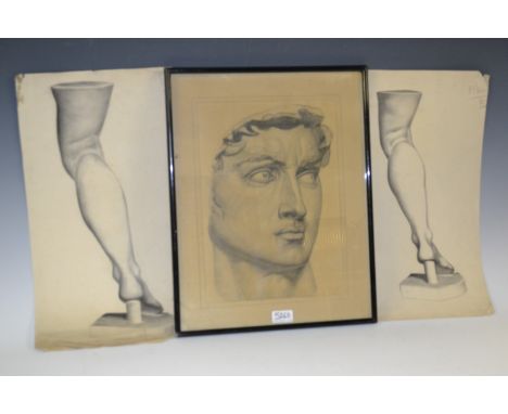 English School (20th century)
Portrait of David
unsigned, pencil sketch, 36cm x 25cm;  two other preparatory 'leg' sketches i