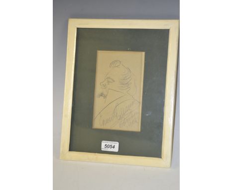 Enrico Caruso (1873-1921) 
Self Caricature 
signed, dated 1902, pencil sketch on paper, 16cm x 10.5cm 