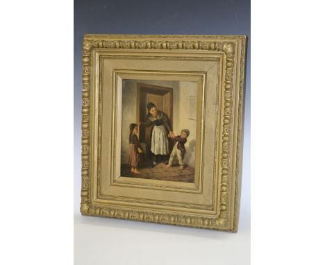 A Collin (19th century)
First Day at School
signed, oil on panel, 25cm x 20cm