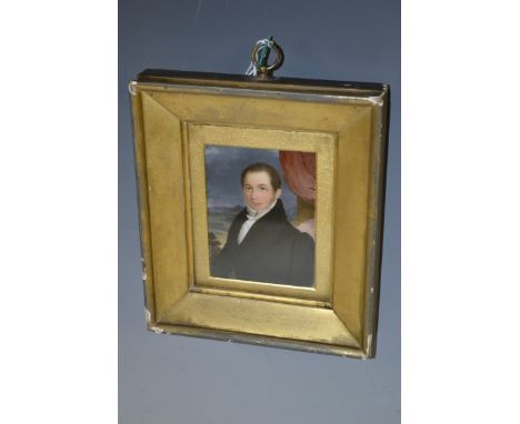 English School (early 19th century), a portrait miniature, of a young gentleman, half-length, with short brown hair, wearing 