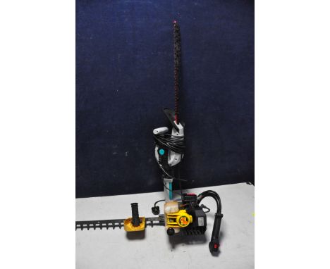 A MCCULLOCH PRO MAC HC70 PETROL HEDGE TRIMMER (UNTESTED but engine pulling freely) along with a Bergman M852596 electric hedg