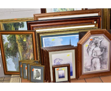 A QUANTITY OF DECORATIVE PRINTS ETC, to include a Gordon Crosby motoring print, limited edition landscape prints by Gordon Th