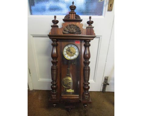 A Vienna mahogany regulator wall clock 