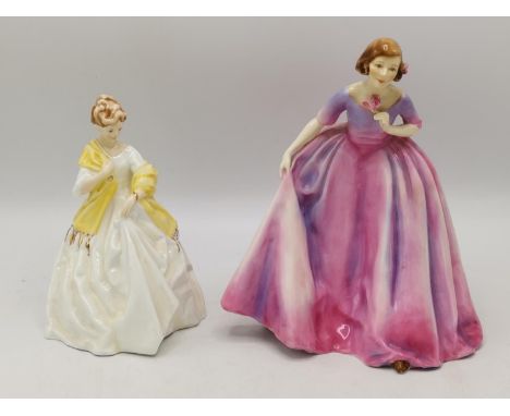 A Royal Worcester porcelain figurine 'The Duchess Dress' modelled by F G Doughty, together with 'First Dance' modelled by F G