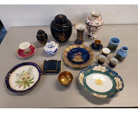 Mixed 19th century and 20th century porcelain to include Carlton Ware, Wilton Ware, Wedgwood, Pratt Ware, Minton, Limoges, Ro