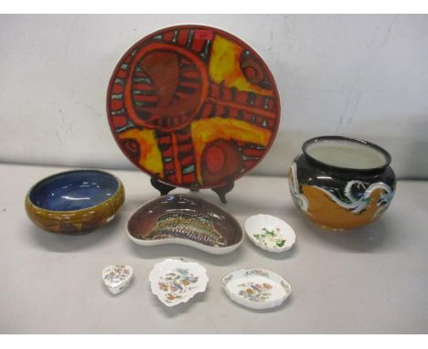 Ceramics to include a large Poole pottery Delphins charger with artists initials, 41.5cm diameter A/F, a Royal Doulton stonew