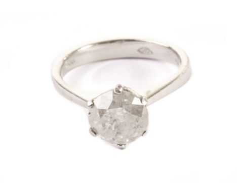 A large diamond solitaire engagement ring, the approx 2.4ct brilliant cut which is heavily included, presented in a modern pl