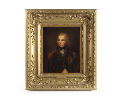 After Lemuel Francis Abbott (c.1760-1802), 19th century oil on panel quarter length portrait of Admiral Horatio Lord Nelson. 