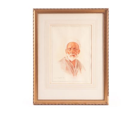 L.C. Schaefer, 19th/20th century, watercolour on paper, Portrait of a Berber, 24cm by 17cm, signed and dated 1929, in mount a