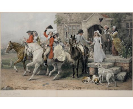 AFTER ALFRED STRUT, HUNTING SCENE AND ANOTHER, PHOTO LITHOGRAPHS PRINTED IN COLOUR, PUBLISHED 1900 BY DOWDESWELL AND DOWDESWE