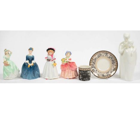 FOUR ROYAL DOULTON BONE CHINA FIGURES OF YOUNG WOMEN, A ROYAL DOULTON IMAGES GROUP OF BROTHERS AND A ROYAL DOULTON STUDIO PRO