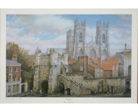 BARRINGTON BRAMLEY, YORK MINSTER, LITHOGRAPH, SIGNED BY THE ARTIST IN PENCIL, NUMBERED 384 OF 1000, 42 X 62CM AND DAVID COUPE