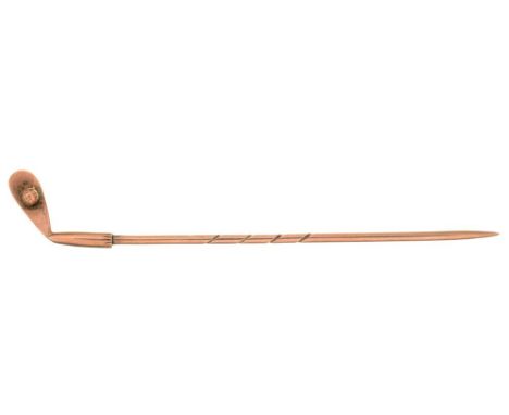 A GOLD GOLF CLUB TIE PIN, UNMARKED, 1.5G++LIGHT WEAR CONSISTENT WITH AGE 