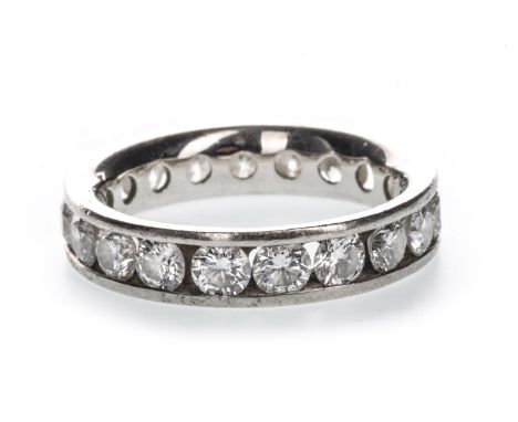 DIAMOND ETERNITY RING, set with round brilliant cut diamonds totalling approximately 3.00 carats, in platinum, size N, 5.2g