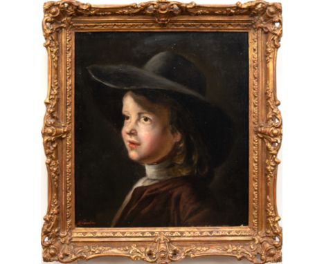 Weinstein, M. "Mädchen mit Hut", Öl/ Lw., sign. u.l., 44x39 cm, Rahmen