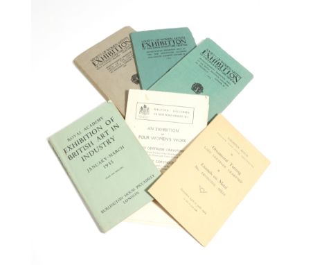 Seven exhibition catalogues relating to Lady Gertrude Eleanor Crawford, including: 'ROYAL ACADEMY EXHIBITION OF BRITISH ART I
