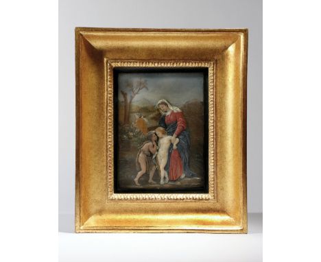 Giovanni Francesco Pieri (1699-1773). A mid-18th century Italian polychrome wax relief picture after Raphael's 'Madonna del P