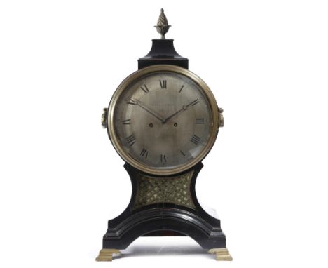 A Regency ebonised bracket clock by George Yonge of London, the eight day brass movement with an anchor escapement striking o