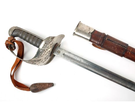 Victorian 1897 pattern officer's sword by Hely &amp; Son, Dublin, the 32½" straight fullered blade with etched decoration, pr