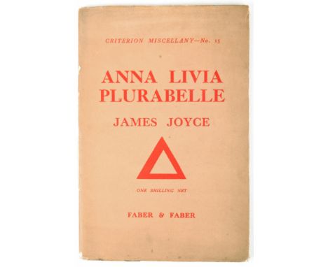 Joyce James. Anna Livia Plurabelle, Criterion Miscellany No. 15; Fragment of Work in Progress, Faber &amp; Faber, 1930, pamph