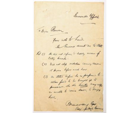 Cumann na mBan, Irish Civil War, North Dublin Union 1923 (August) one-page, hand-written letter, from Captain Murray, Adjutan