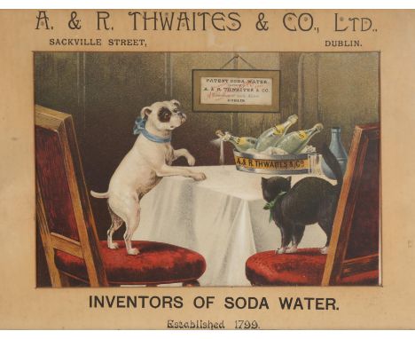 Advertising, Irish show card "A. &amp; R. Thwaites &amp; Co. Ltd. - Sackville Street, Dublin. - Inventors of Soda Water. -  E