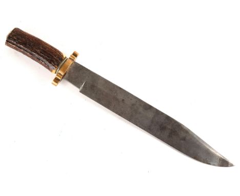 Victorian Union Pacific Railway bowie knife. A large bowie knife, polished clipped blade 12½” (32cm) long, marked "V crown R 