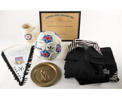 Football, North American Soccer League, 1980-1981, NASL match ball; NASL referee's shirt and shorts (Admiral); California soc