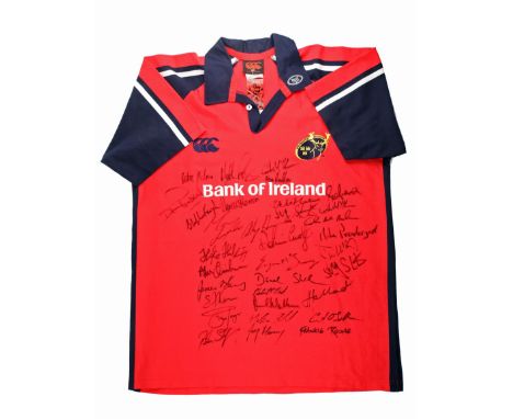 Rugby, 2003-04 season, extensively signed Munster rugby jersey.  Signed by (amongst others): Anthony Foley, Ronan O'Gara, Eoi