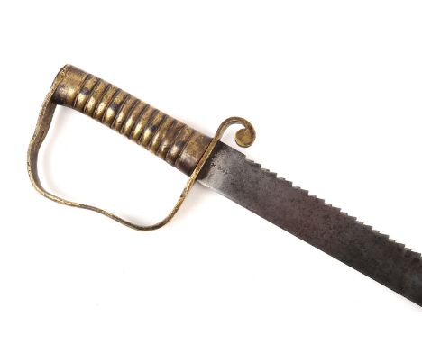 1856 Pattern Pioneer's Sword By Wilkinson, the 22½" unfullered blade with spear point and saw-back, maker marked "Wilkinson L