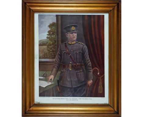 The Late General Michael Collins, portrait print, after WS Rogers, colour lithograph, 22" x 17" (56 x 43cm) Franco Portrait s