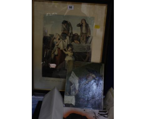 A quantity of prints and pictures, linen, assorted textiles and a table lamp (sold as parts) (qty) Best Bid