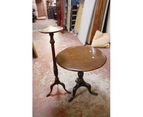 An 18th Century and later mahogany tripod table 71cm high, 67cm diameter and a mahogany torchere Best Bid