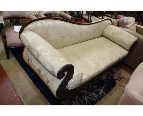 A late Regency rosewood floral carved scroll end sofa 190cm length