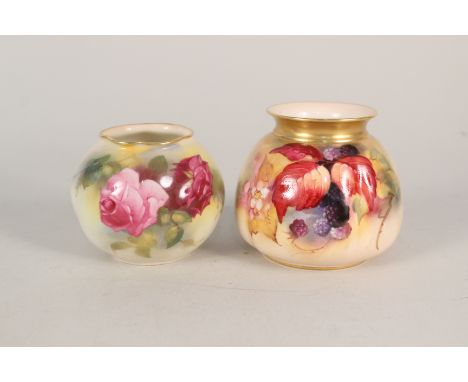 Two Royal Worcester floral and fruit decorated vases, No's G161 and 158H