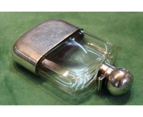 A cut glass silver mounted hip flask by James Dixon &amp; Sons, hallmarked Sheffield 1906