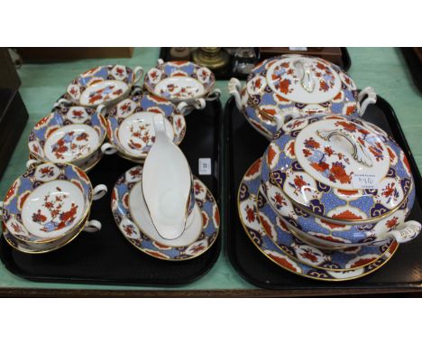 A Spode 'Shima' part dinner and soup set (two trays)