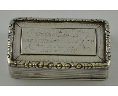 A Georgian solid silver table snuff box, hallmarked Birmingham 1827, Edward Smith